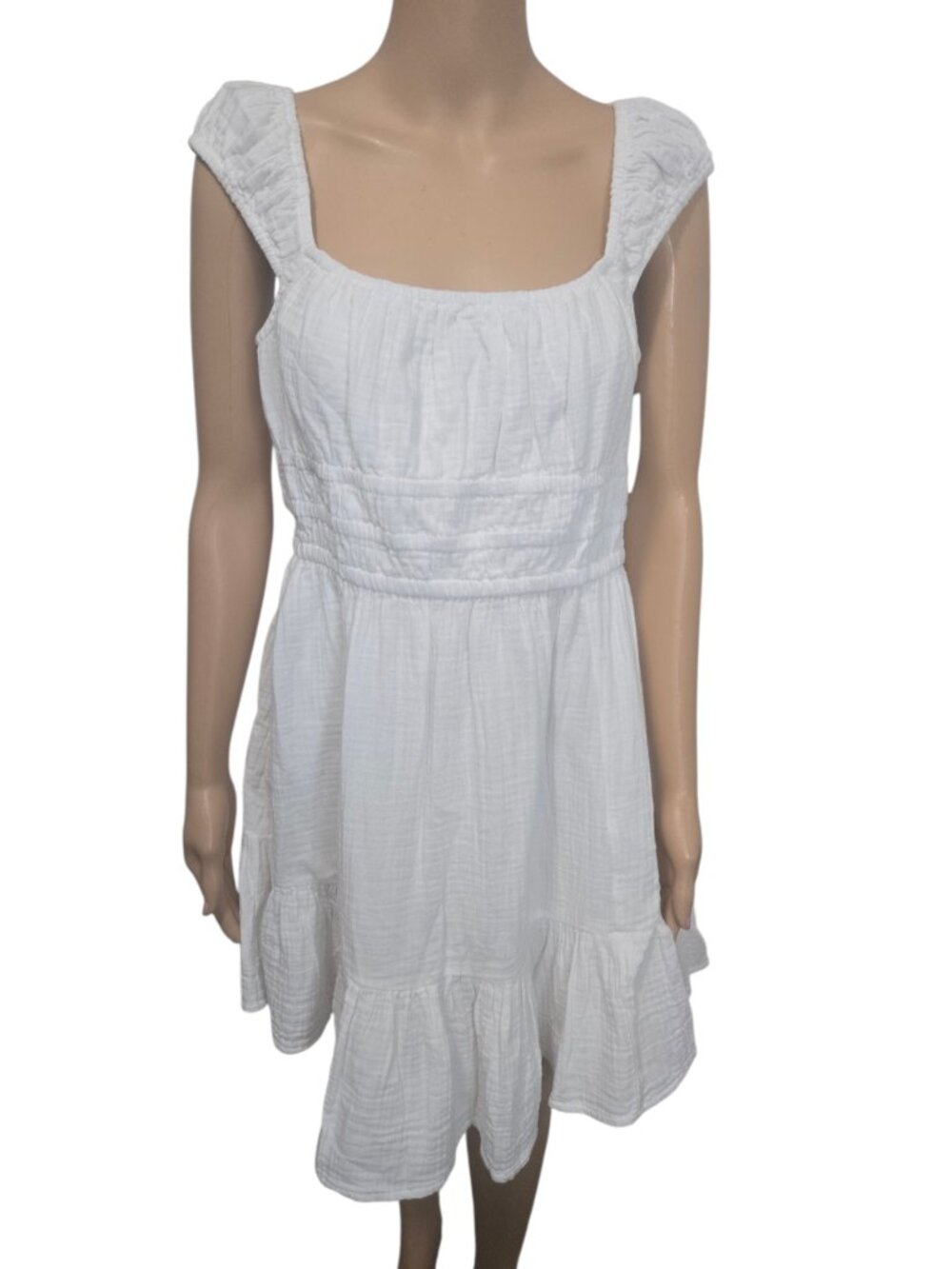 Abound women's large NWT white stretchy dress pockets summer
